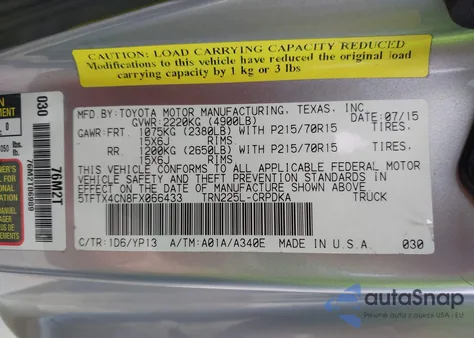 2015 Toyota Tacoma from USA, damaged, VIN 5TFTX4CN8FX066433
